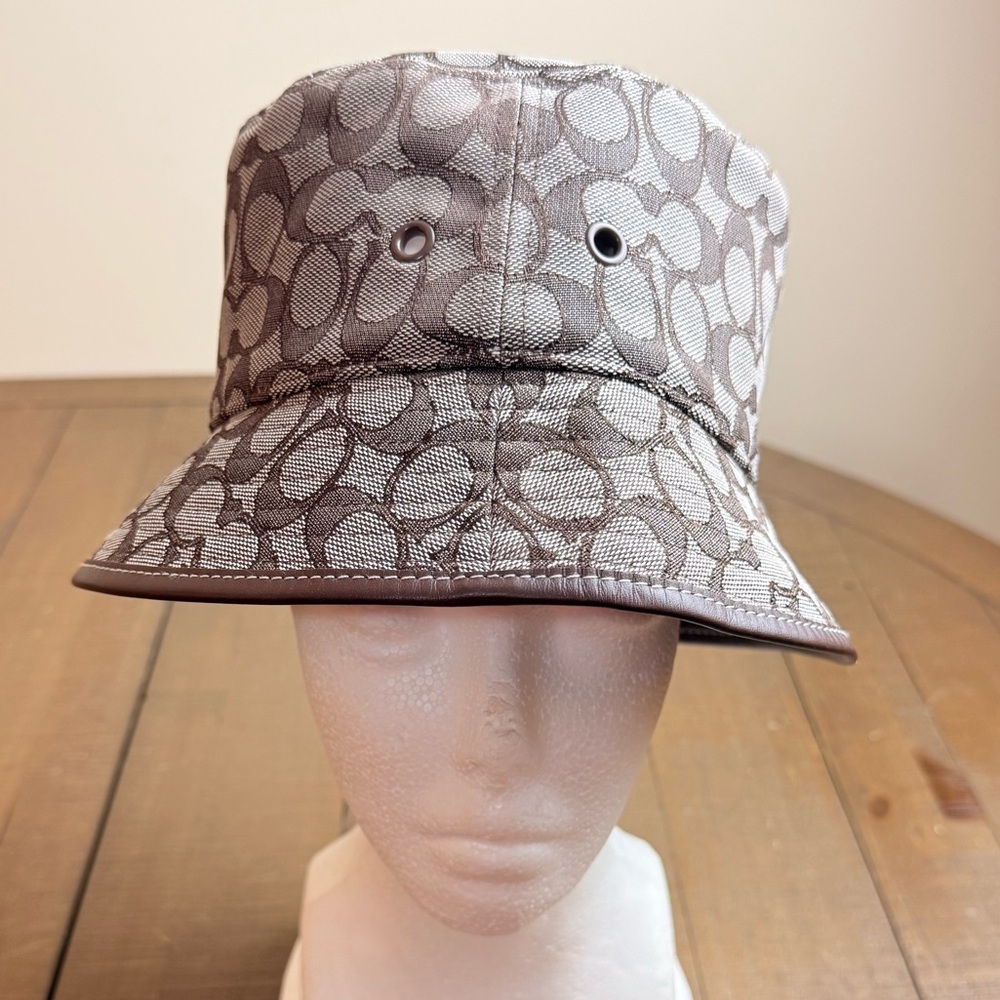 COACH Signature Jacquard Bucket Hat Brown Tan Monogram Canvas Unisex M/L